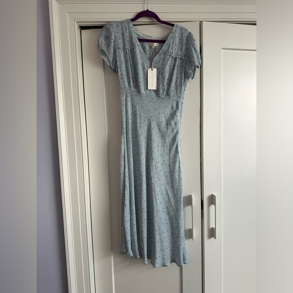 LoveShackFancy Dresses & Skirts - NWT LoveShackFancy Meg Midi Dress blue ribbon size small